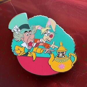 Disney  Alice in Wonderland Mad Hatter and March Hare Tea Time Pin Dormouse